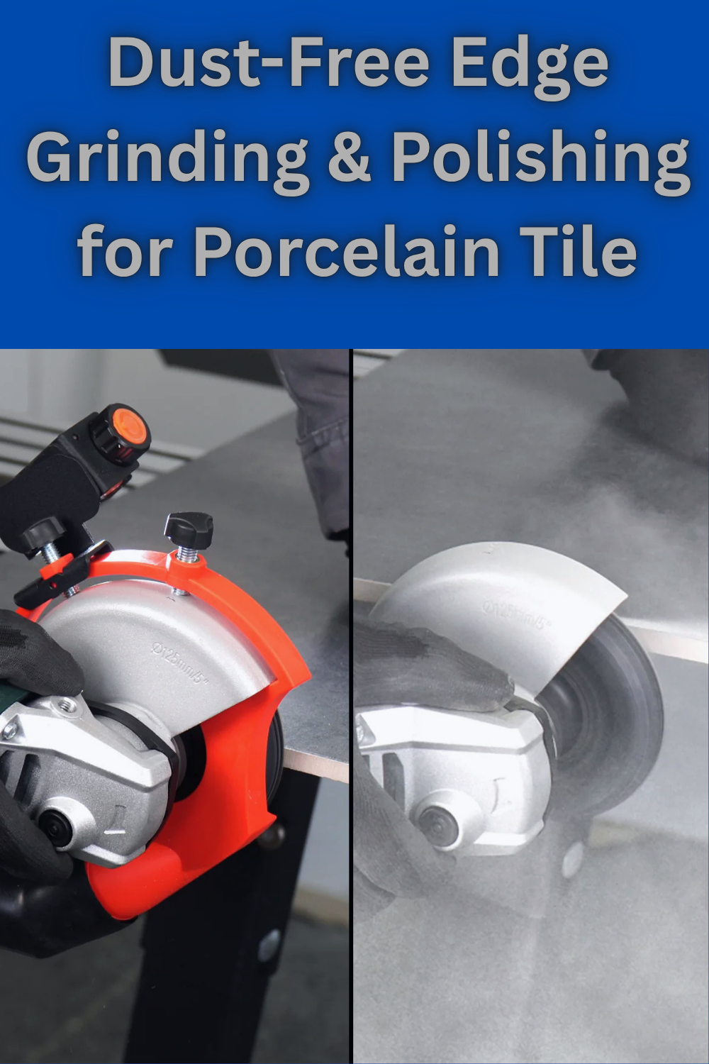 Dust free edge grinding and polishing for porcelain tile