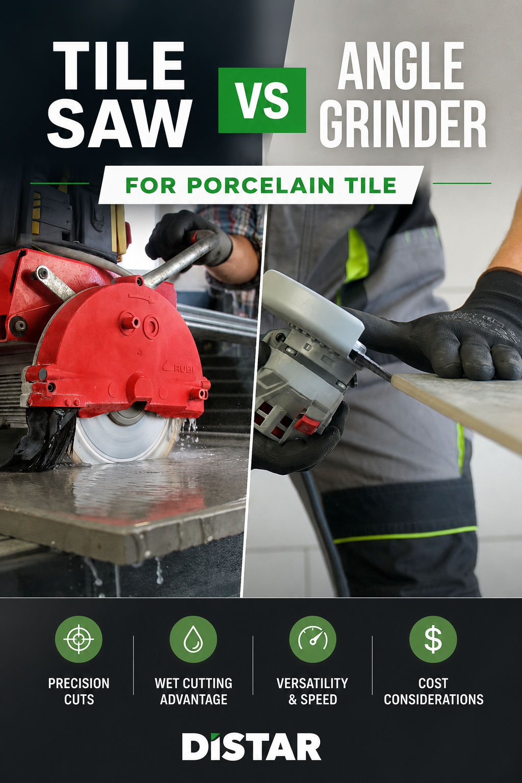 Tile Saw versus angle grinder for porcelain tile