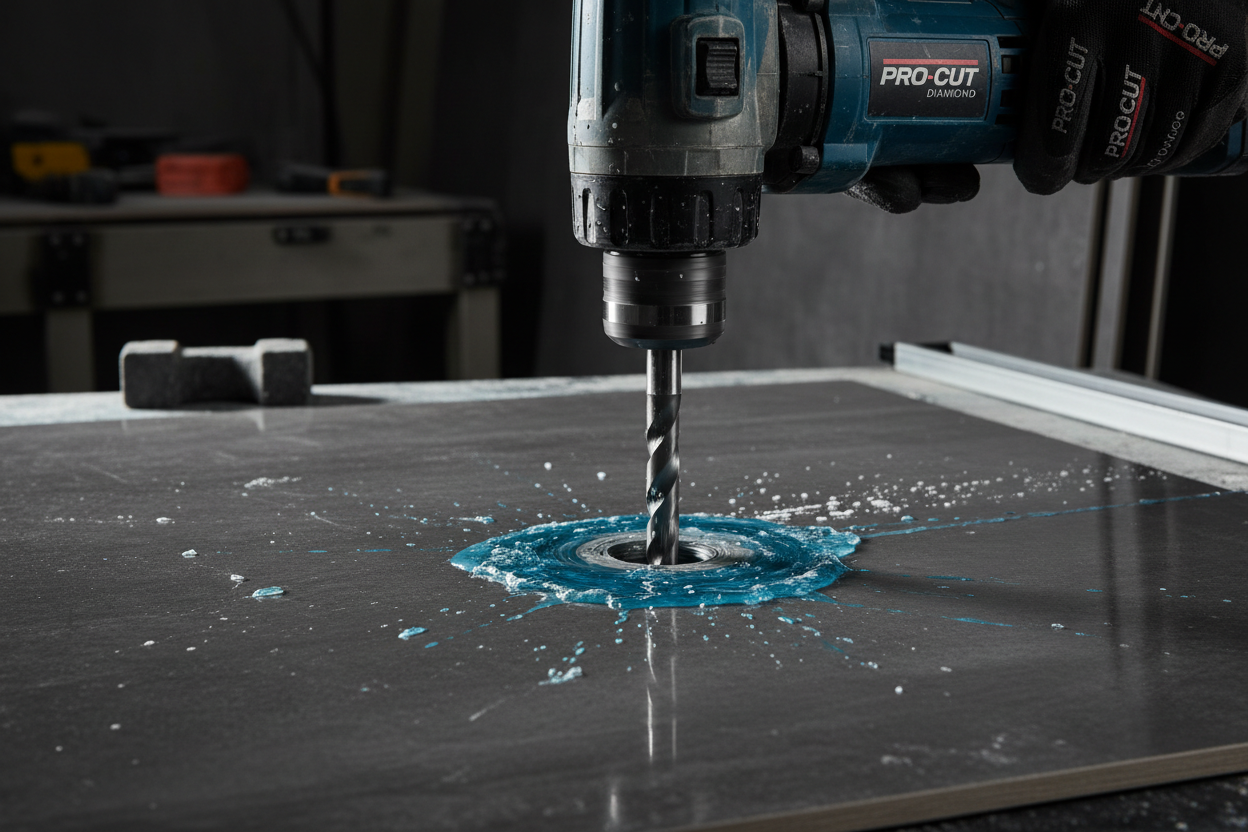 Drilling porcelain using gell