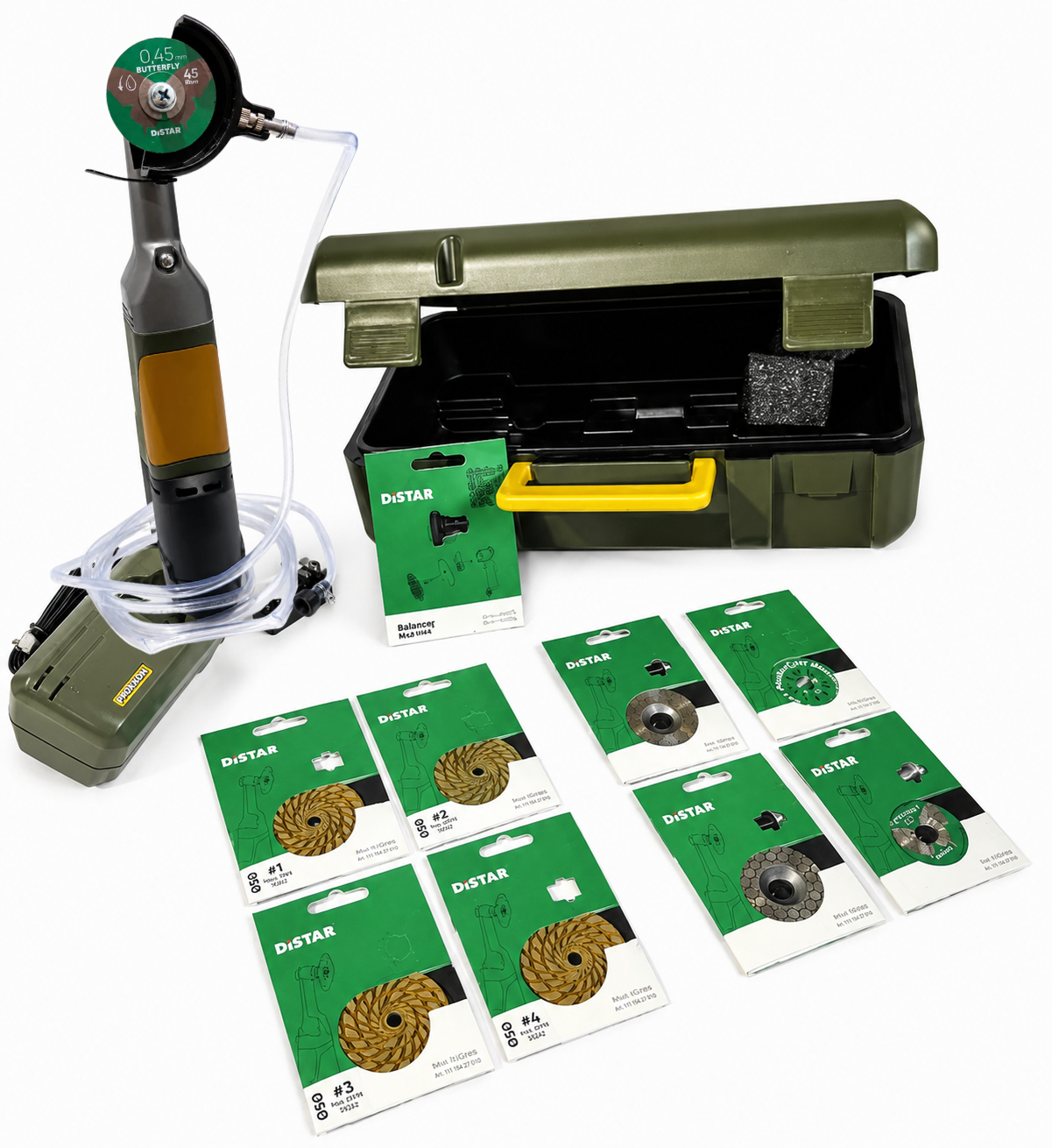 Distar Niche Kit | Proxxon LWB/A + 2" Blades, Grinding Cups & CoolPAD Bundle